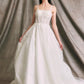 Vestido de Novia En Línea A Sin Mangas Con Escote Corazón y capa Con Velo Color  Off White.