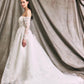 Vestido de Novia, con Manga Larga, Hombros Descubiertos, Escote Corazón y Lazos en la Espalda, Color Off White