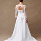 Vestido de Novia Línea A Con Manga Larga y Cordones en la Espalda Color Off White.