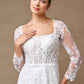 Vestido de Novia Línea A Con Manga Larga y Cordones en la Espalda Color Off White.