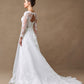 Vestido de Novia Línea A Con Manga Larga y Cordones en la Espalda Color Off White.