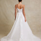 Vestido de Novia Corte en A de Tul y Encaje Bordado con Lentejuelas, Color Off White