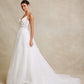 Vestido de Novia Corte en A de Tul y Encaje Bordado con Lentejuelas, Color Off White