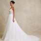 Vestido de Novia con Escote Pronunciado en V de Encaje Bordado con Cuentas y Lentejuelas, Color Off White