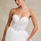 Vestido de Novia Corte en A con Escote de Corazón de Tul con Encaje Bordado, Color Off White