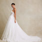 Vestido de Novia Corte en A con Escote de Corazón de Tul con Encaje Bordado, Color Off White