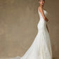 Vestido de Novia, Corte Sirena, Escote Cuadrado y Tirantes, de Tul  Bordado, Color Off White