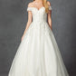 Vestido de Novia con Hombros Descubiertos y Escote de Corazon, Color Off White