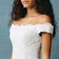 Vestido de Novia al Hombro de Tul con Brillos y Encaje, Color Off White
