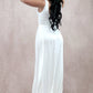 Vestido de Novia en Corte A, Escote en V, Falda Fluida y Abertura en la Pierna, Color White