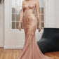 Vestido Corte de  Sirena Color Rose Gold-