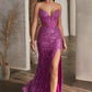 Vestido Sin Tirantes Decorado Color Amethyst.