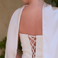 Vestido de Novia Recto con Sueve Drapeado y Pashmina de Gasa, Color Off White