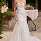 Vestido de Novia con encaje sin Tirantes.