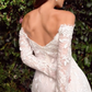 Vestido de Novia Corto con Encaje con Hombros Descubiertos.