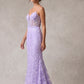 Vestido Ajustado, Con Tirantes, Escote Corazón, Corsé Transparente, Color Lilac