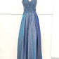 Vestido largo con escote en V y bolsillos, apropiado para diferentes ocasiones, incluida la madre de la novia, damas de honor y eventos formales.