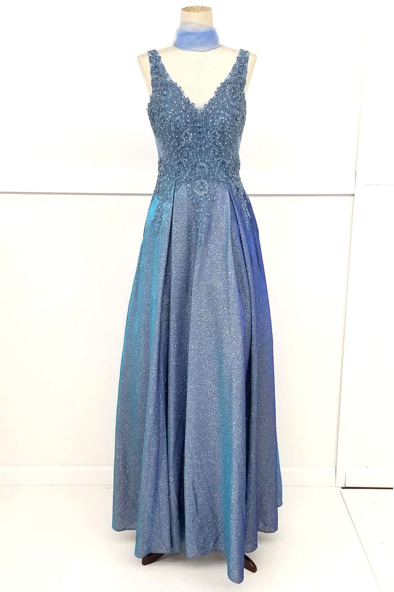 Vestido largo con escote en V y bolsillos, apropiado para diferentes ocasiones, incluida la madre de la novia, damas de honor y eventos formales.