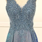 Vestido largo con escote en V y bolsillos, apropiado para diferentes ocasiones, incluida la madre de la novia, damas de honor y eventos formales.