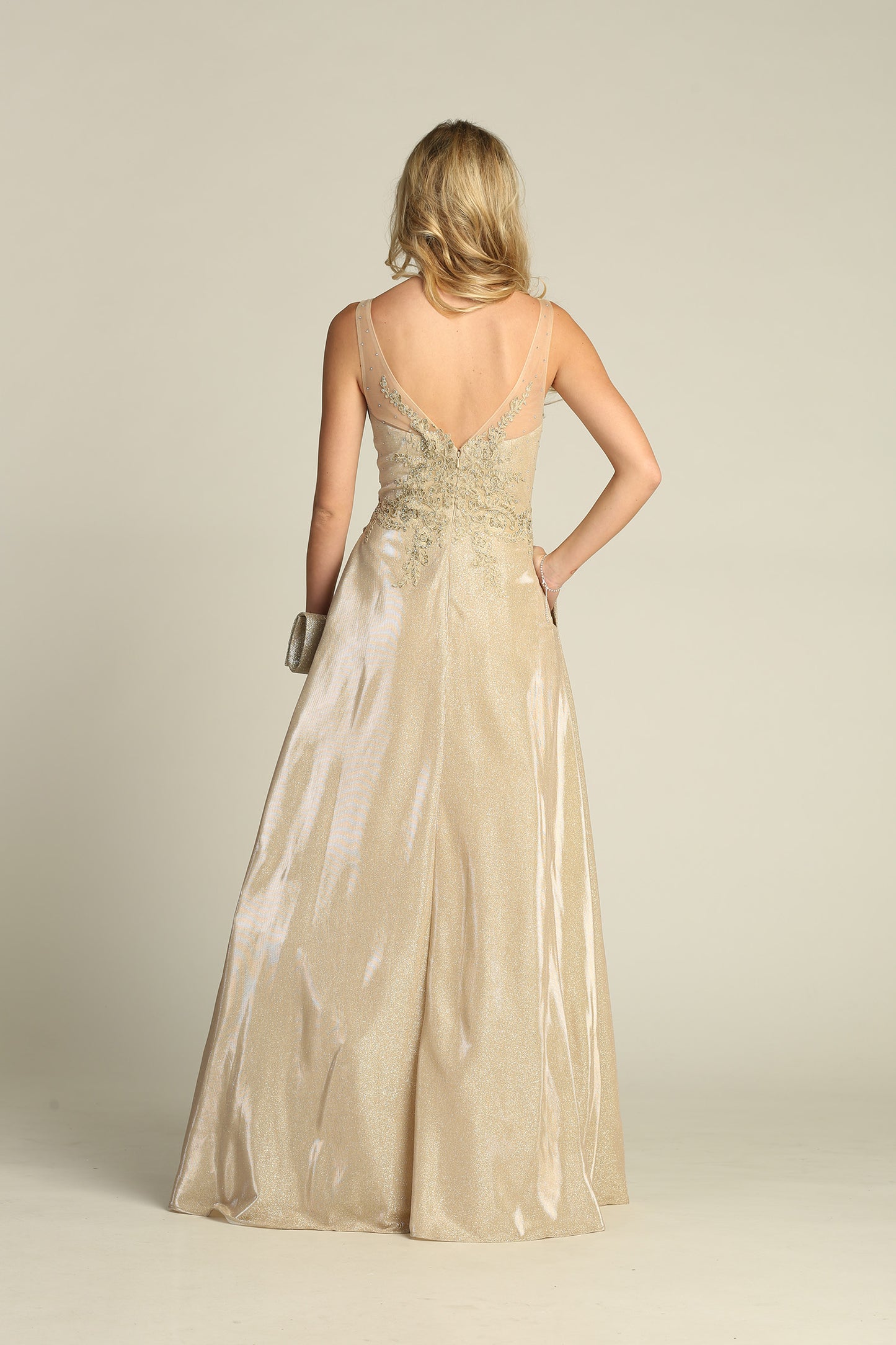 Vestido largo con escote en V y bolsillos, apropiado para diferentes ocasiones, incluida la madre de la novia, damas de honor y eventos formales.