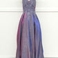 Vestido largo con escote en V y bolsillos, apropiado para diferentes ocasiones, incluida la madre de la novia, damas de honor y eventos formales.