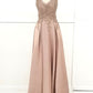 Vestido largo con escote en V y bolsillos, apropiado para diferentes ocasiones, incluida la madre de la novia, damas de honor y eventos formales.