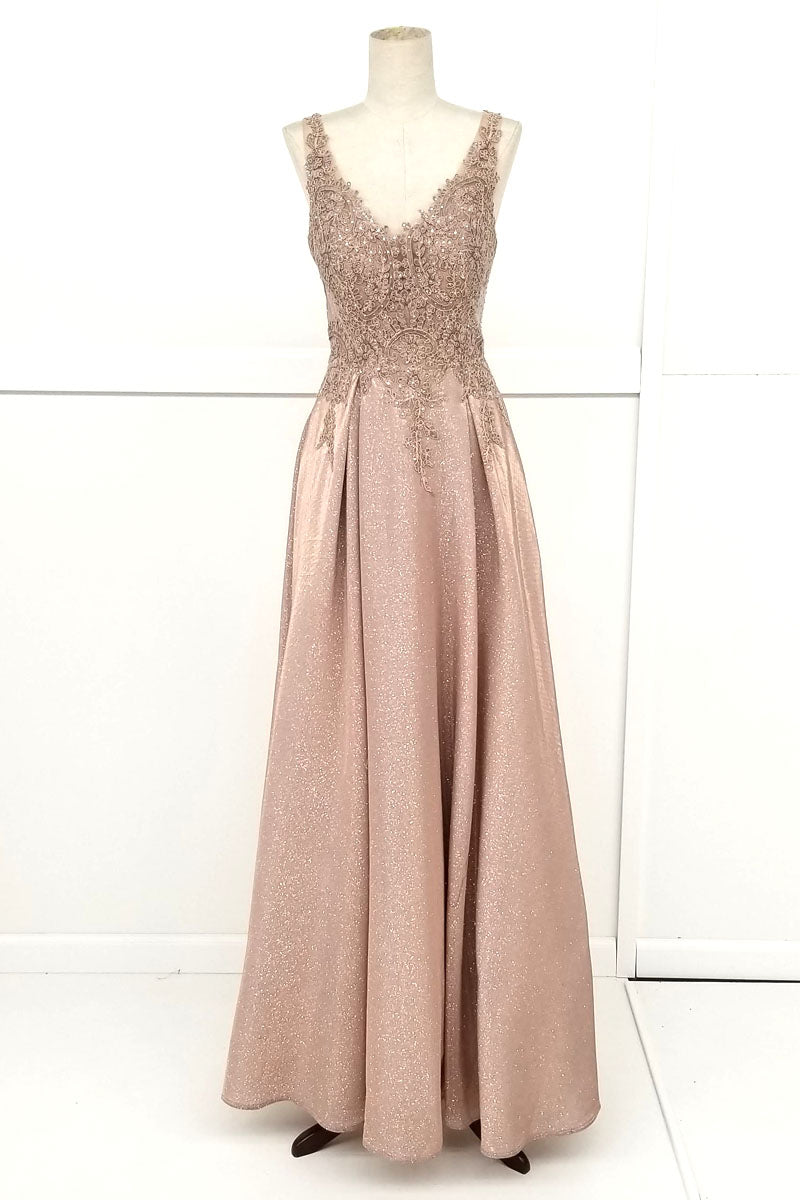 Vestido largo con escote en V y bolsillos, apropiado para diferentes ocasiones, incluida la madre de la novia, damas de honor y eventos formales.