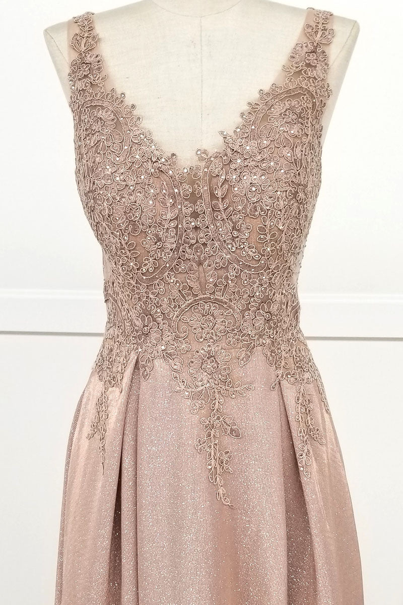 Vestido largo con escote en V y bolsillos, apropiado para diferentes ocasiones, incluida la madre de la novia, damas de honor y eventos formales.