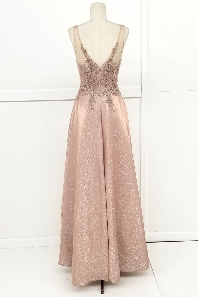 Vestido largo con escote en V y bolsillos, apropiado para diferentes ocasiones, incluida la madre de la novia, damas de honor y eventos formales.