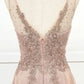 Vestido largo con escote en V y bolsillos, apropiado para diferentes ocasiones, incluida la madre de la novia, damas de honor y eventos formales.