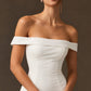 Vestido de Novia Corte Sirena Hombros Descubiertos y Escote Recto, Color Off White