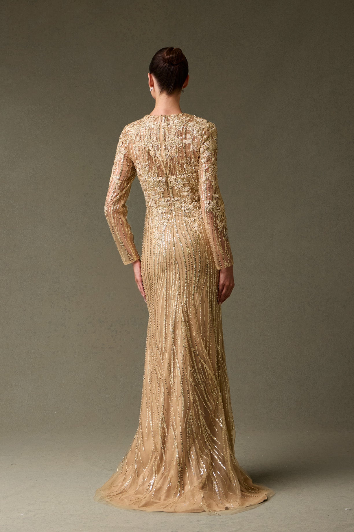 Vestido en Línea Recta Con Lentejuelas Y Manga larga (DOS COLORES)