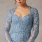 Vestido en Línea Recta Con Lentejuelas Y Manga larga Color Ice Blue.