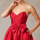 Vestido en línea A Con Estampado Jacquard en Color Red.