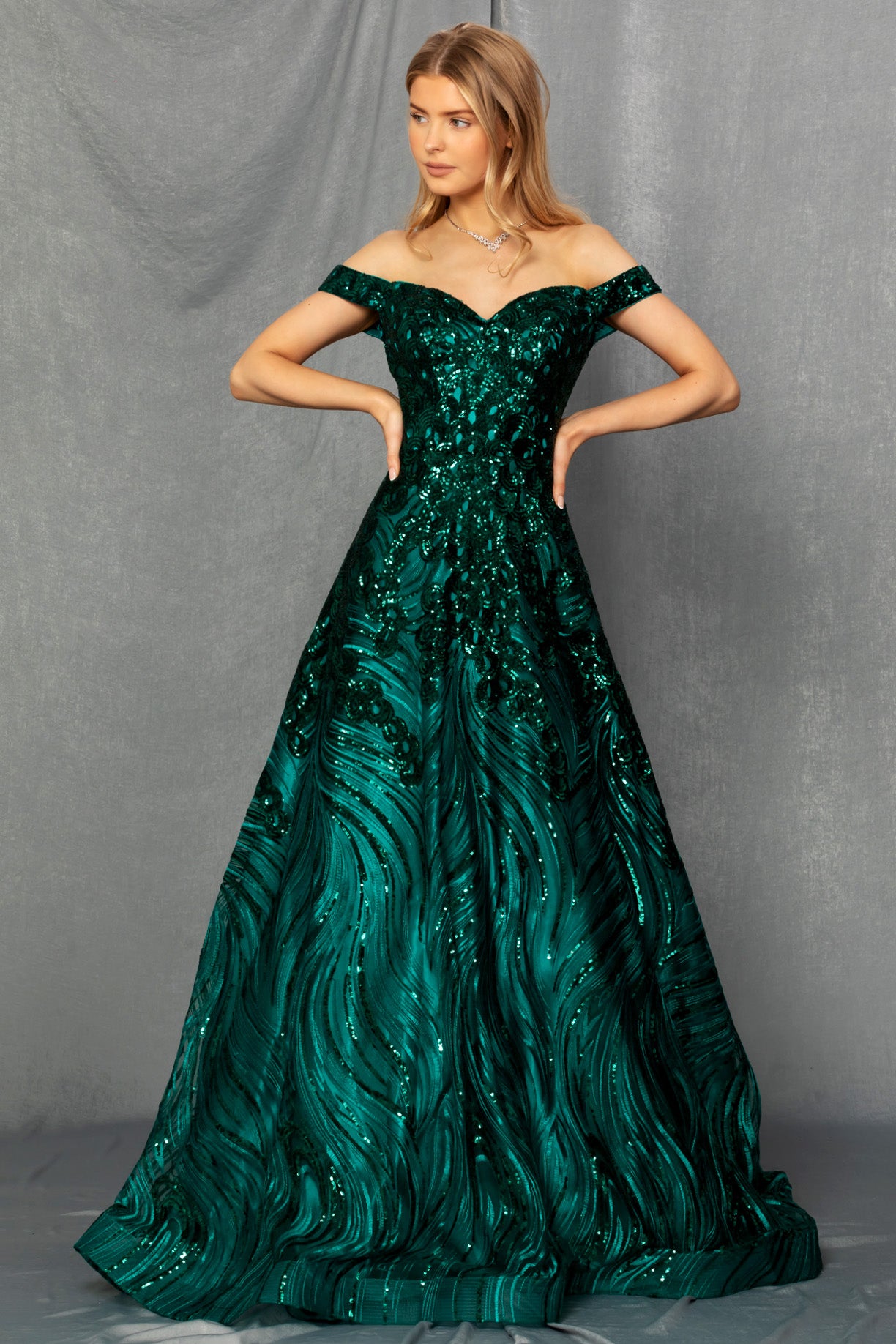 Vestido en línea A con Hombro Fuera, Escote de Corazón y Bolsillo Lateral (Varios Colores)