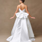 Vestido de Novia, Corte en A, Con Tirantes Cuello Redondo, Bolsillos Laterales y Moño Trasero Desmontable, Color Off White