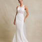 Vestido de Novia Corte Sirena de Encaje con Velo Incluido Color Off White