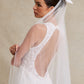 Vestido de Novia Corte Sirena de Encaje con Velo Incluido Color Off White