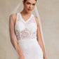 Vestido de Novia Corte Sirena de Encaje con Velo Incluido Color Off White