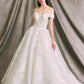Vestido de Novia Hombros Fuera, Codones en la Espalda  y Escote de Corazón.