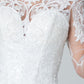 Vestido de Novia Corte en A Escote de Corazón con Encaje y Manga Larga Color Off White