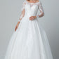 Vestido de Novia Corte en A Escote de Corazón con Encaje y Manga Larga Color Off White