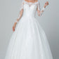 Vestido de Novia Corte en A Escote de Corazón con Encaje y Manga Larga Color Off White