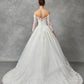 Vestido de Novia Bordado con Cuentas y Lentejuelas con Manga Larga al Hombro, Color Off White