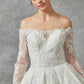 Vestido de Novia Bordado con Cuentas y Lentejuelas con Manga Larga al Hombro, Color Off White