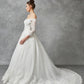 Vestido de Novia Bordado con Cuentas y Lentejuelas con Manga Larga al Hombro, Color Off White
