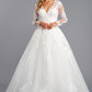 Vestido de Novia en Corte A, Con Manga Larga, Escote en V y Cintas en la Espalda, Color Off White