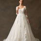Vestido de Novia con Mangas 3/4, Escote Corazón, con Lazos en la Espalda, Color Off White