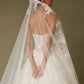 Velo Largo de Novia de Tul Bordado, Color Off White