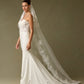 Velo Largo de Tul Bordado, Color Off White